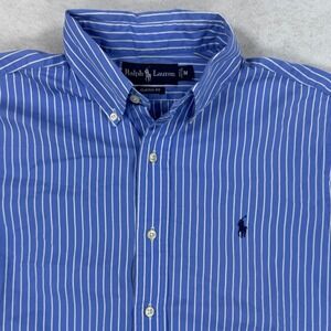 Ralph Lauren Men's Vintage Blue Striped Short Sleeve Button Down Classic Fit